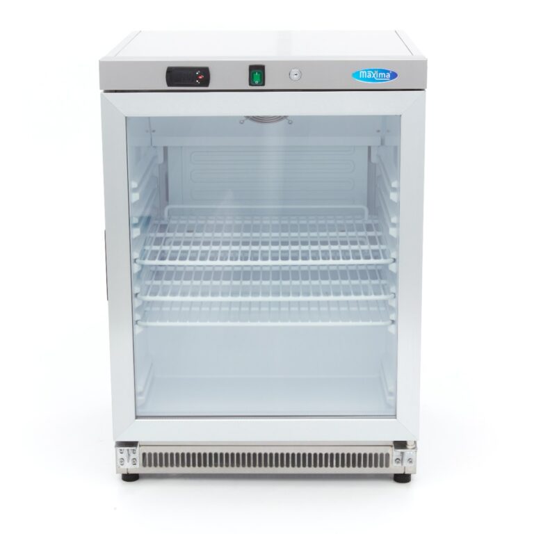 Armadio frigo Maxima 200 L con porta a vetro in acciaio inox, visto di fronte