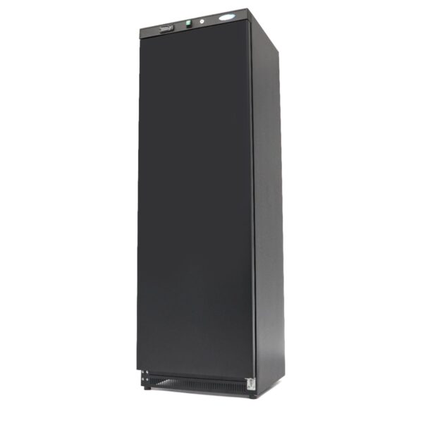 Armadio frigo Maxima 400 L a porta cieca in lamiera nera, vista di tre quarti