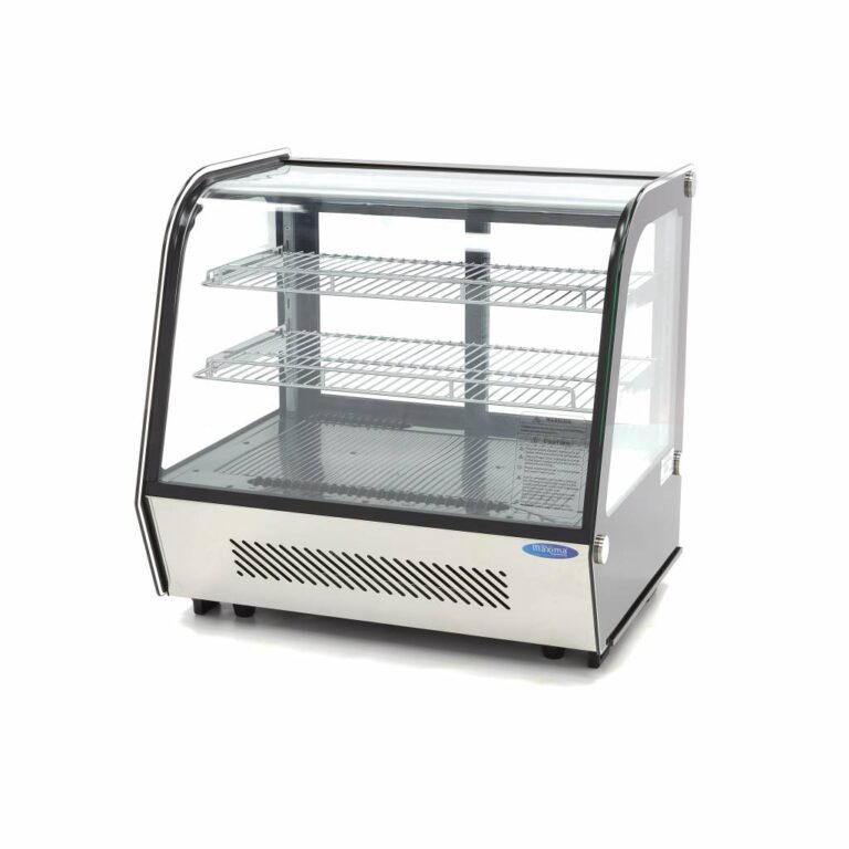 Vetrina refrigerata da banco Maxima da 120 litri a vetro curvo, finitura nera
