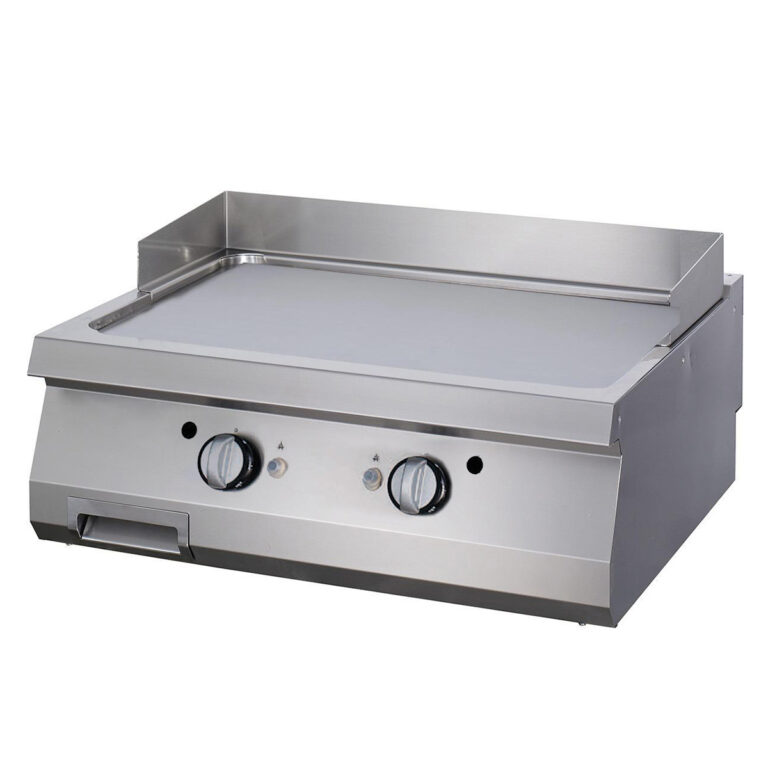 Fry top a gas - piastra liscia cromata - 80 cm - linea 900
