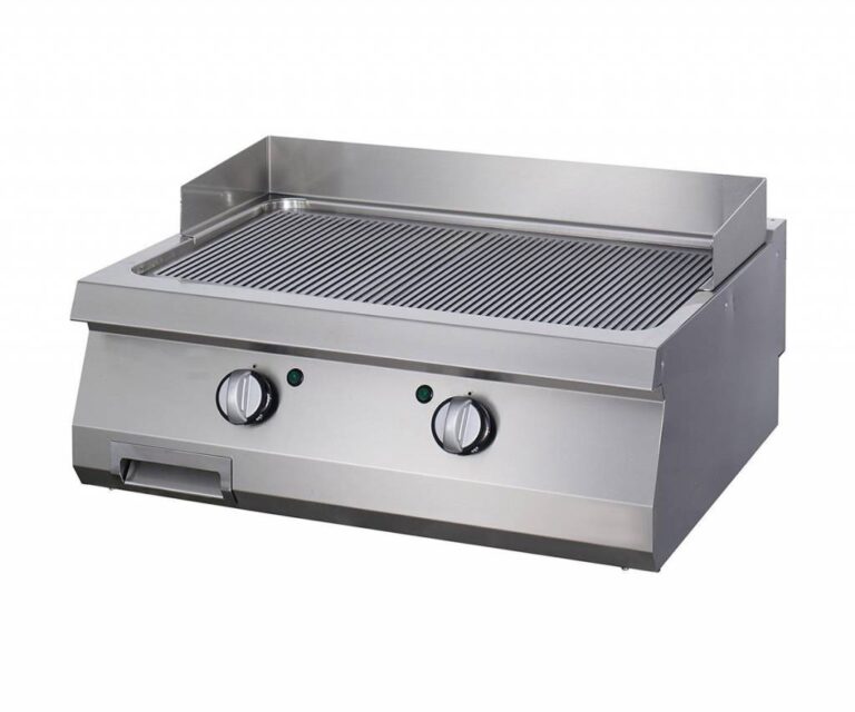 Fry top a gas - piastra rigata - 80 cm - linea 700