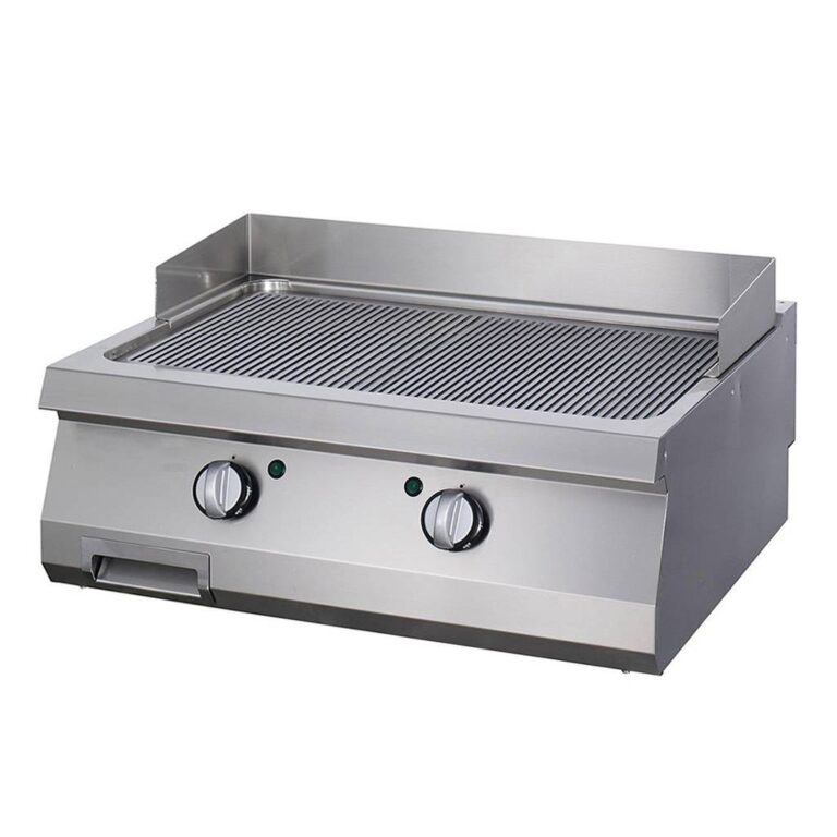 Fry top elettrico - piastra rigata cromata - 80 cm - linea 700