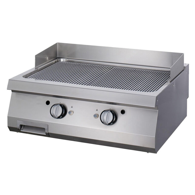 Fry top elettrico - piastra rigata cromata - 80 cm - linea 900